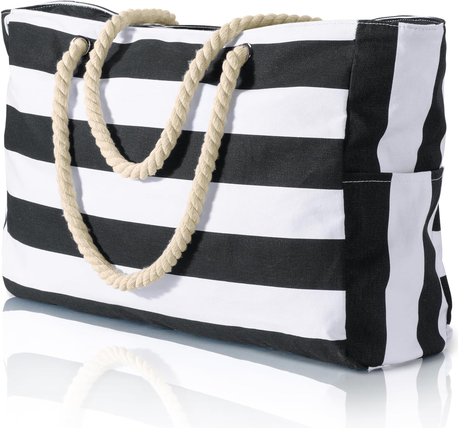 Moktan Sabai Waterproof Large Tote Bag with Zipper & Bottle Pockets Black