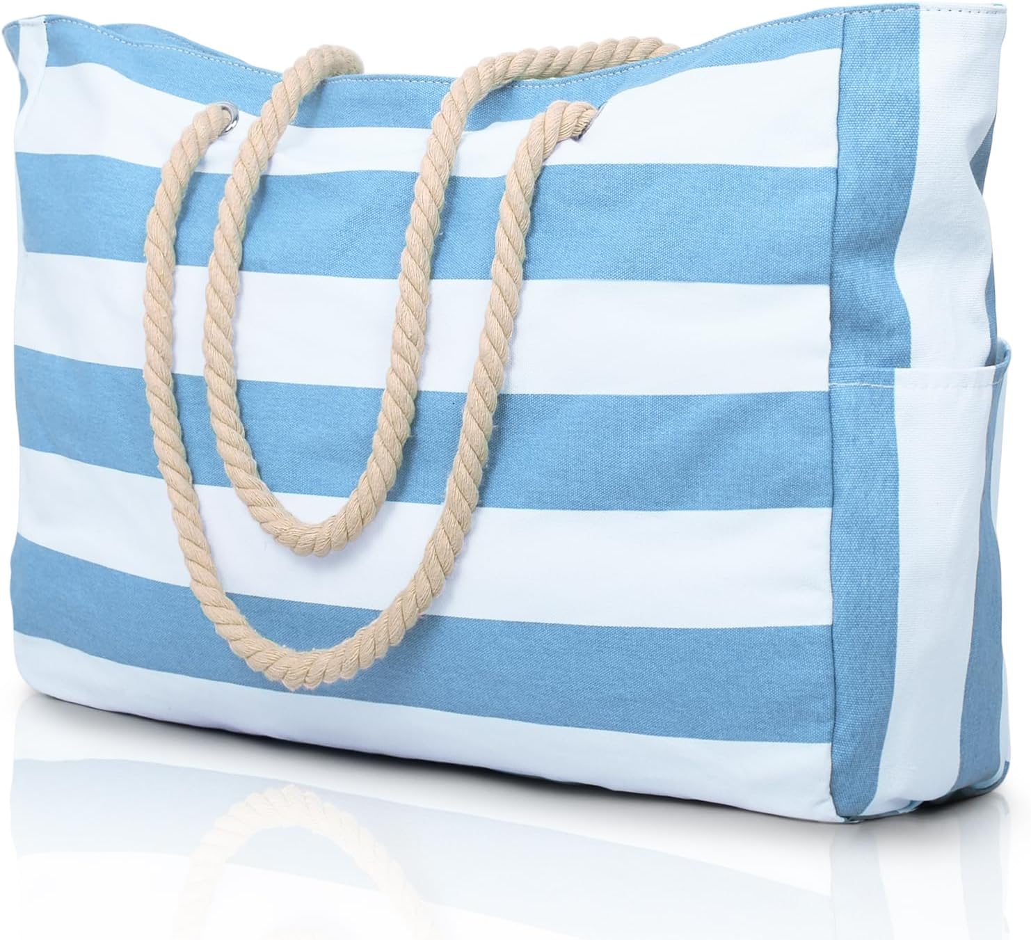 Moktan Sabai Waterproof Large Tote Bag with Zipper & Bottle Pockets Sky Blue