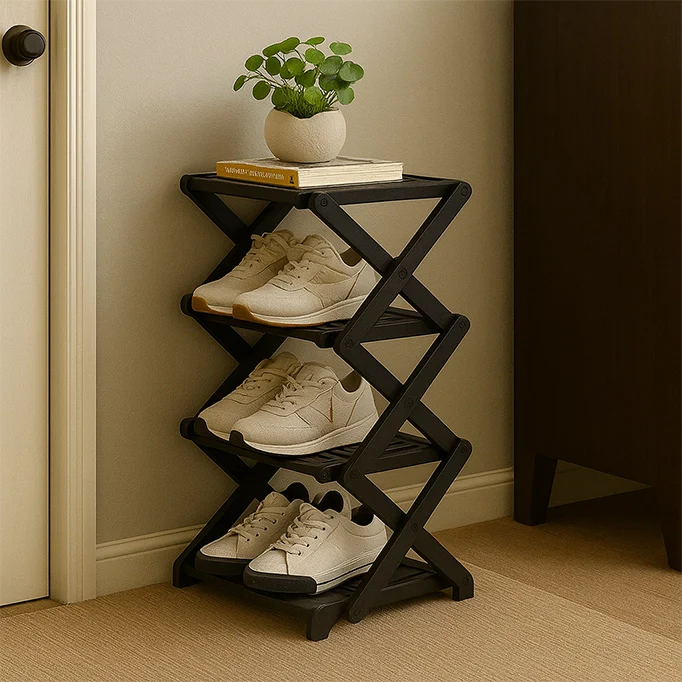 Moktan Sabai Bamboo Foldable Shoe Rack | Multi-Tier Space-Saving Organizer
