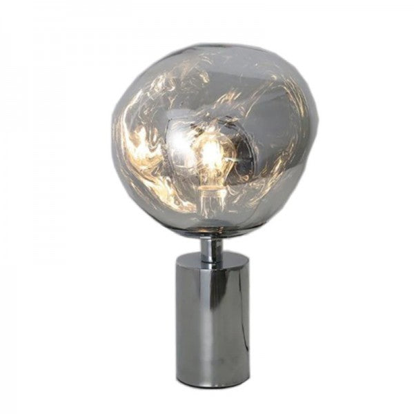 Moktan Sabai Melt Modern Table Lamp – Artistic Melt Design Ambient Light Decor Chrome Dia 28cm x H 43cm ∅ 11″ x H 16.9″