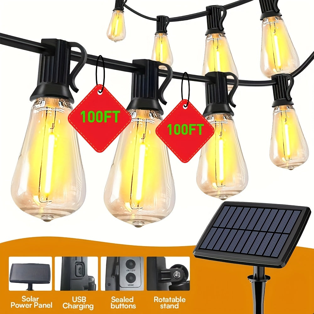 100FT Solar String Lights Outdoor – Waterproof LED Globe Lights for Patio & Garden