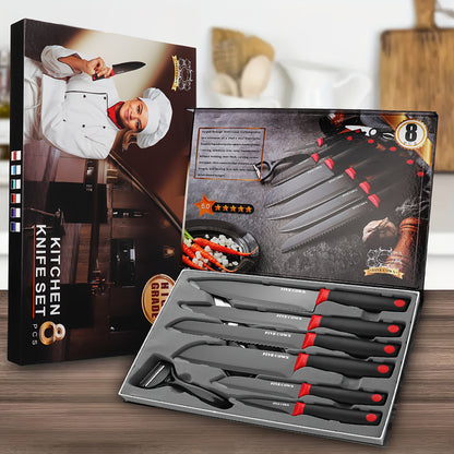 6-Piece Professional Kitchen Knife Set – Chef’s Knives with Wooden Handles & Gift Box