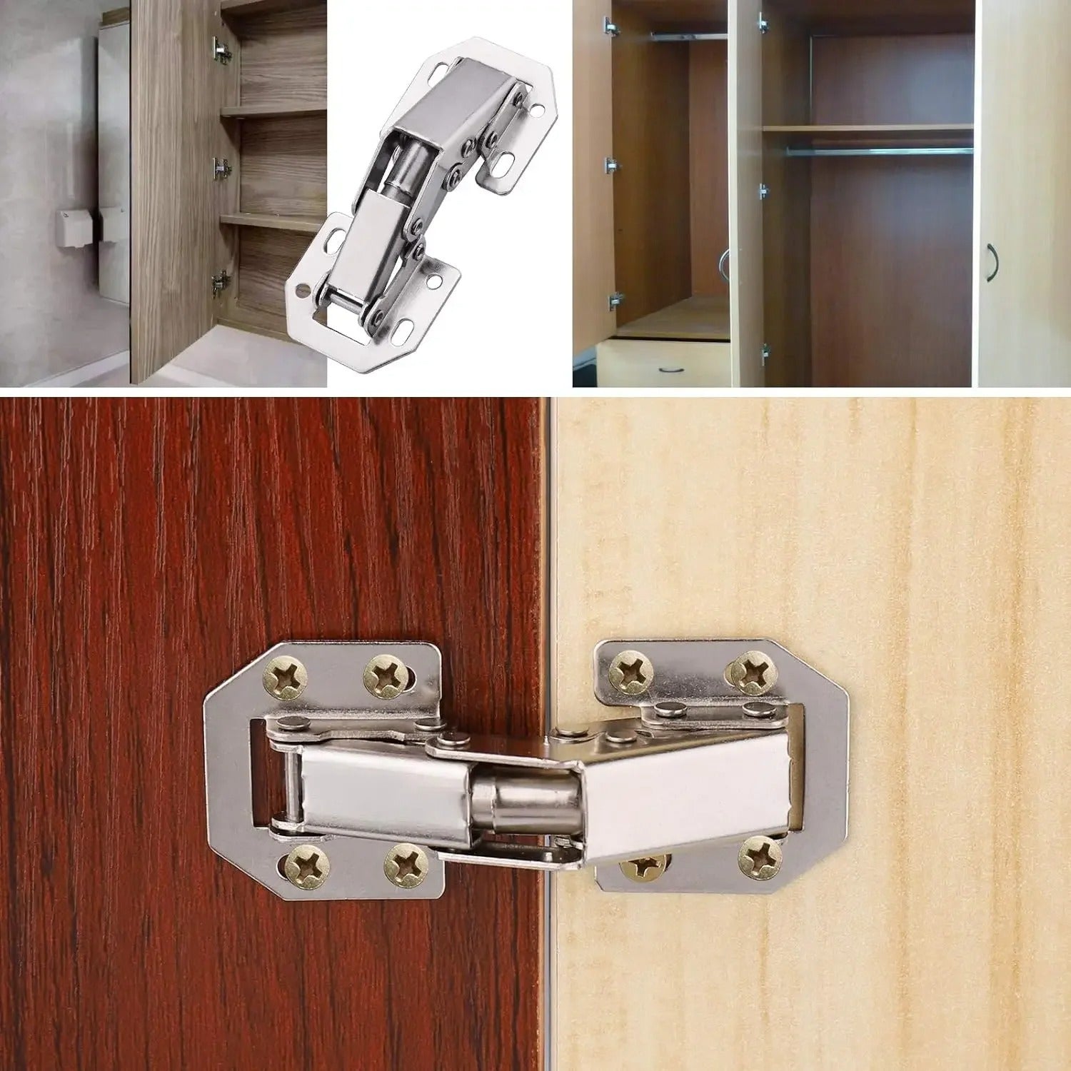 Moktan Sabai Soft Close Cabinet Hinges 90° Hydraulic Frameless Door Hinges Nickel Plated (10 Pack)