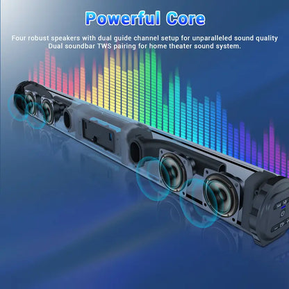 4D Surround Sound Bar with Subwoofer  Wireless & Wired Home Theater Speakers