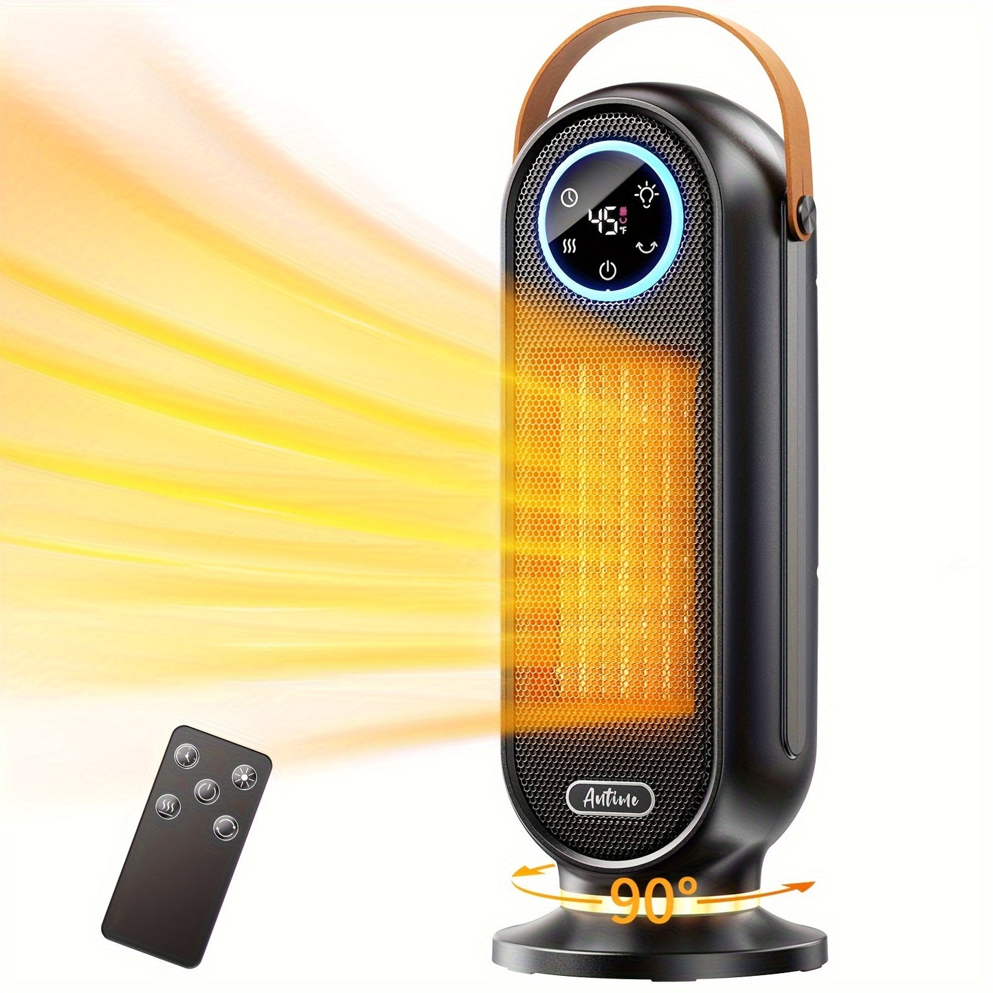 1500W Portable Space Heater with Remote Control, Indoor Electric Heater for Home & Office