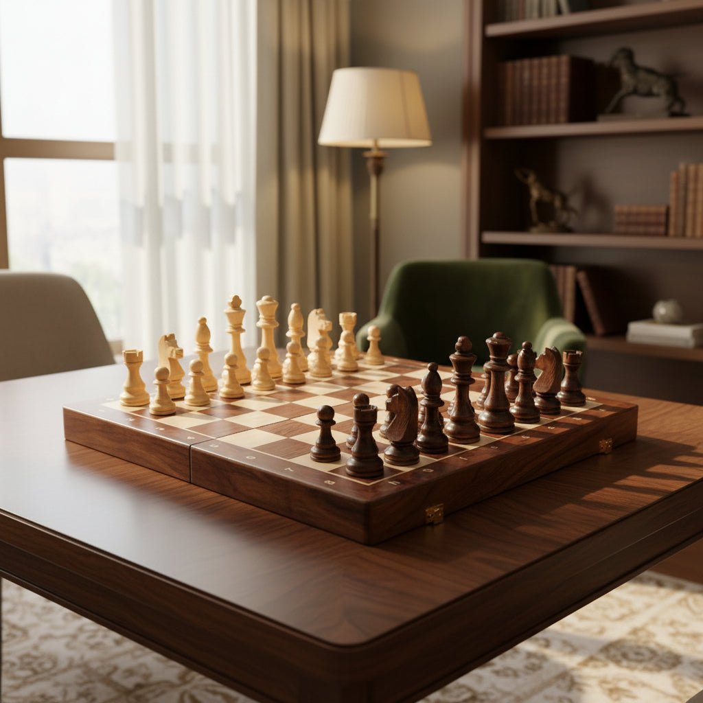 Moktan Sabai Wooden Chess Set 40cm Tournament Board Strategy Game with Extra Queens