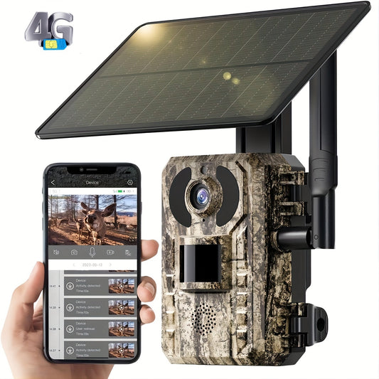 4K Hunting Trail Camera with 4G Live View - Solar Powered, 0.2s Trigger & Auto Night Vision