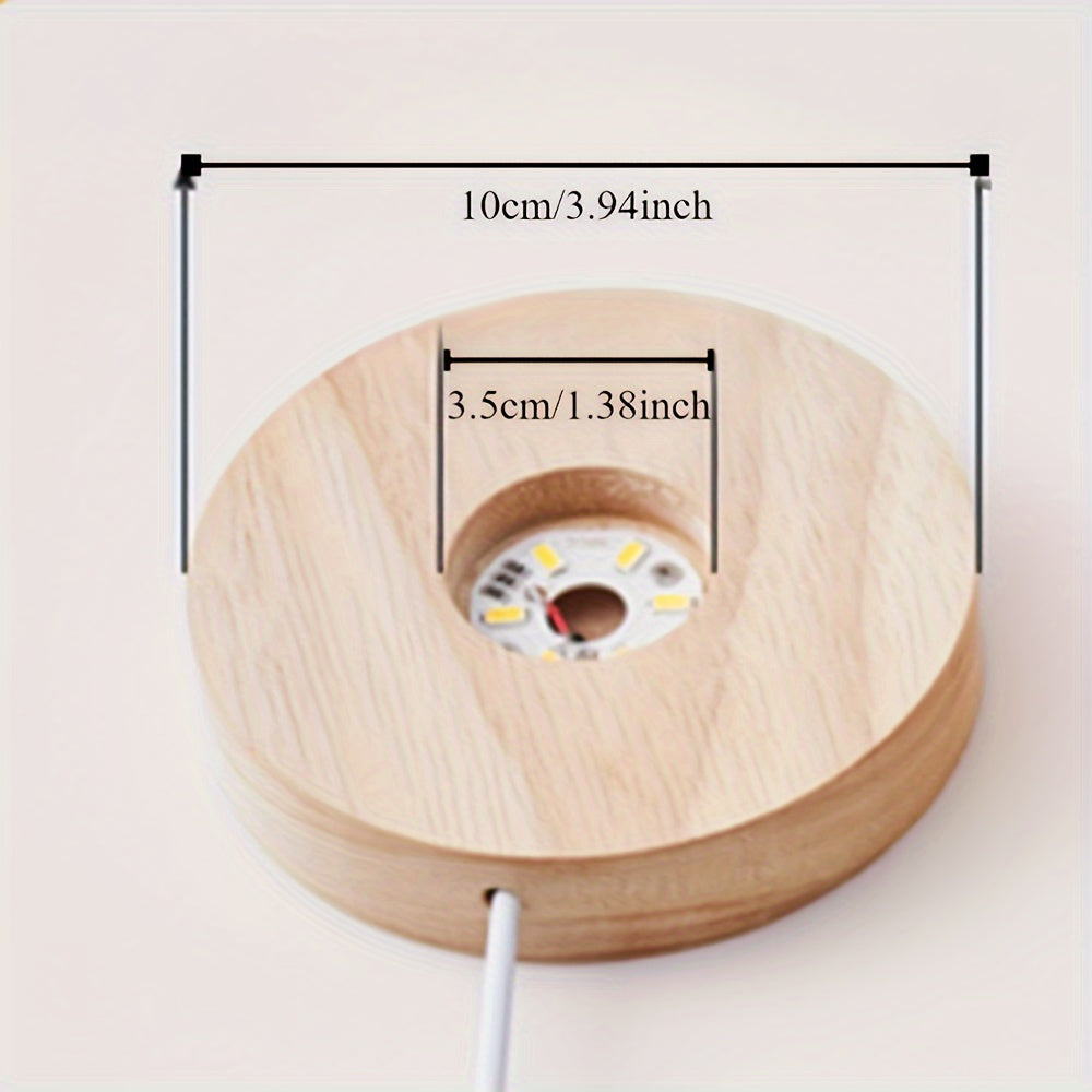 Moktan Sabai Wooden LED Light Base USB Powered | 6-LED Display Stand for Acrylic, Crystal