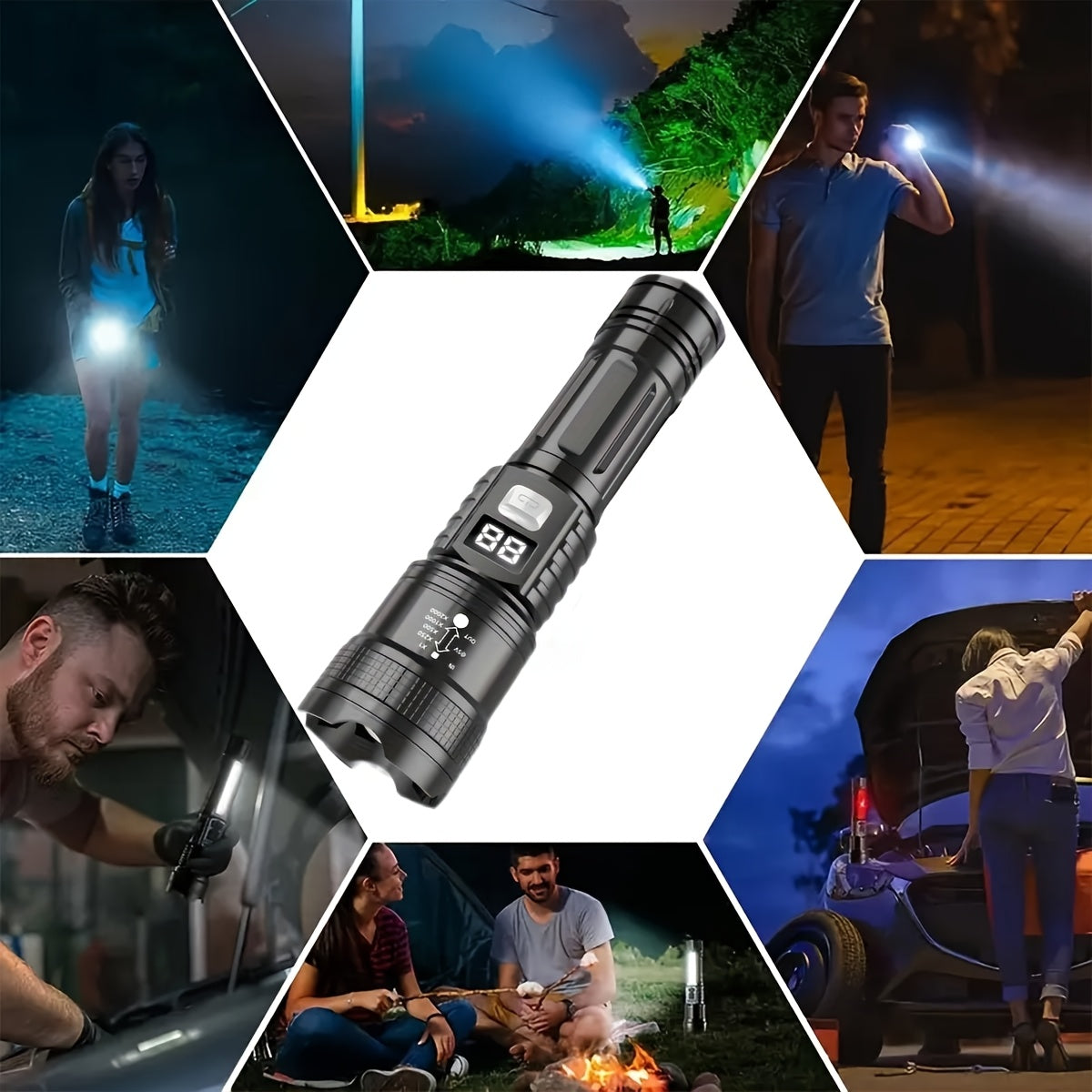 4-Pack Rechargeable LED Flashlights – Zoomable, Super Bright, USB, Long Range