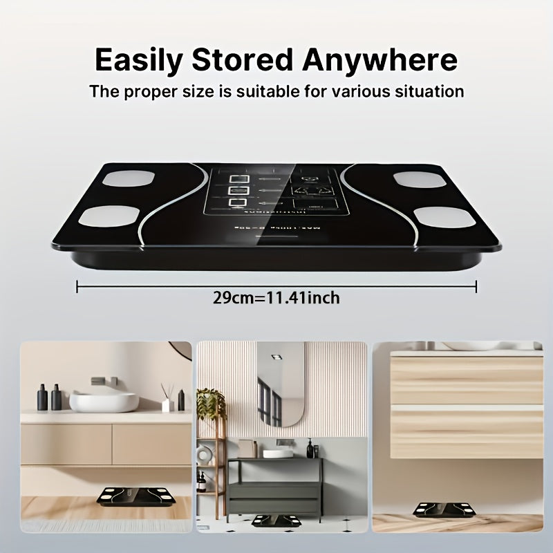 Digital Bathroom Scale with Backlit LED Display, Tempered Glass, 400lb/180kg Capacity