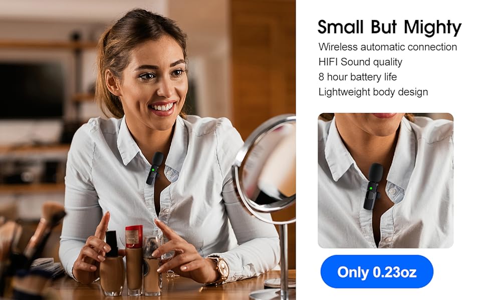 Moktan Sabai Wireless Lavalier Microphone for iPhone iPad Dual Clip On Mic 2 Pack Lightning
