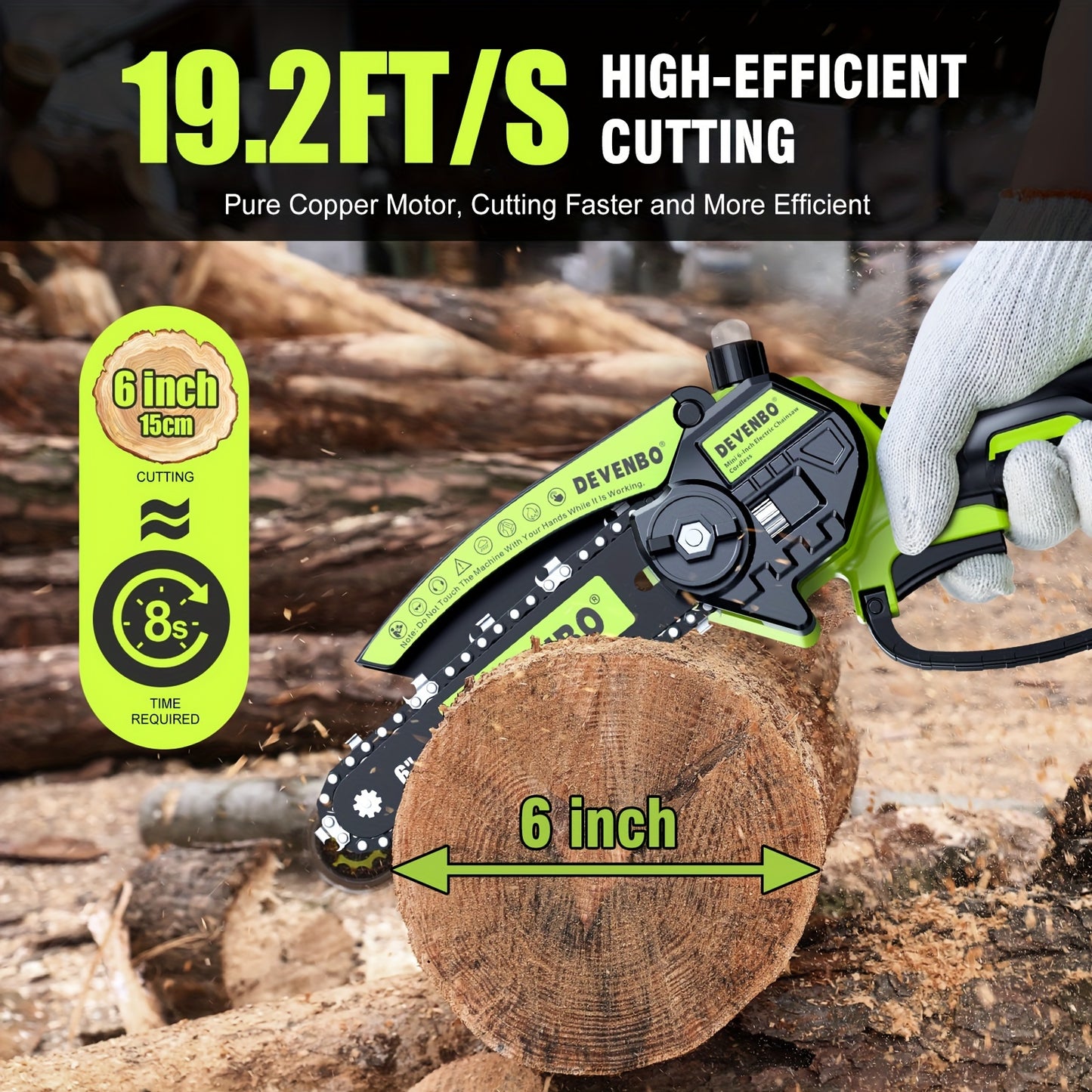 Mini Chainsaw Cordless 6-inch – Handheld Electric Saw for Tree & Wood Cutting Moktan Sabai