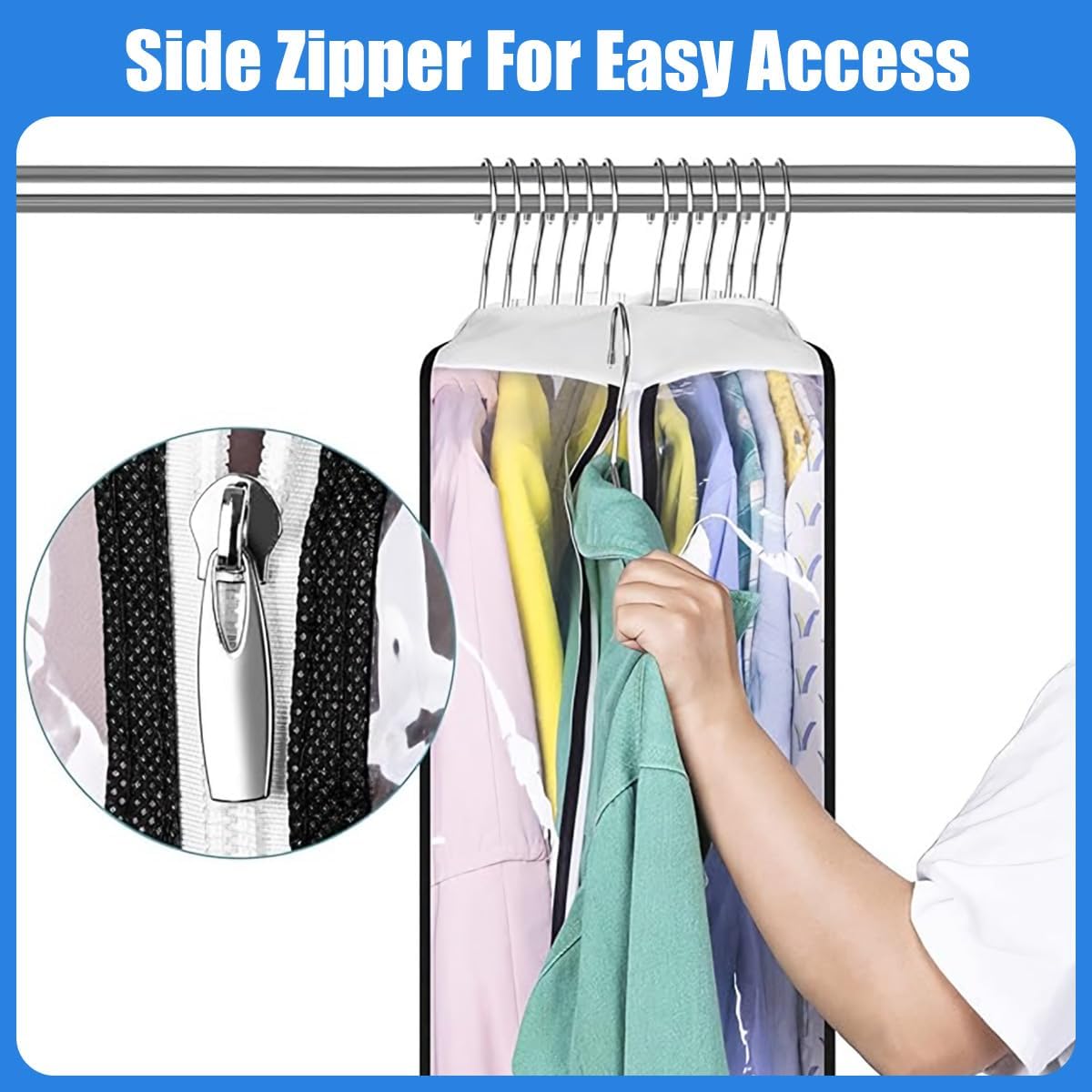 Moktan Sabai 3 Pack Clear Garment Bags with Zipper Waterproof PEVA Suit Covers