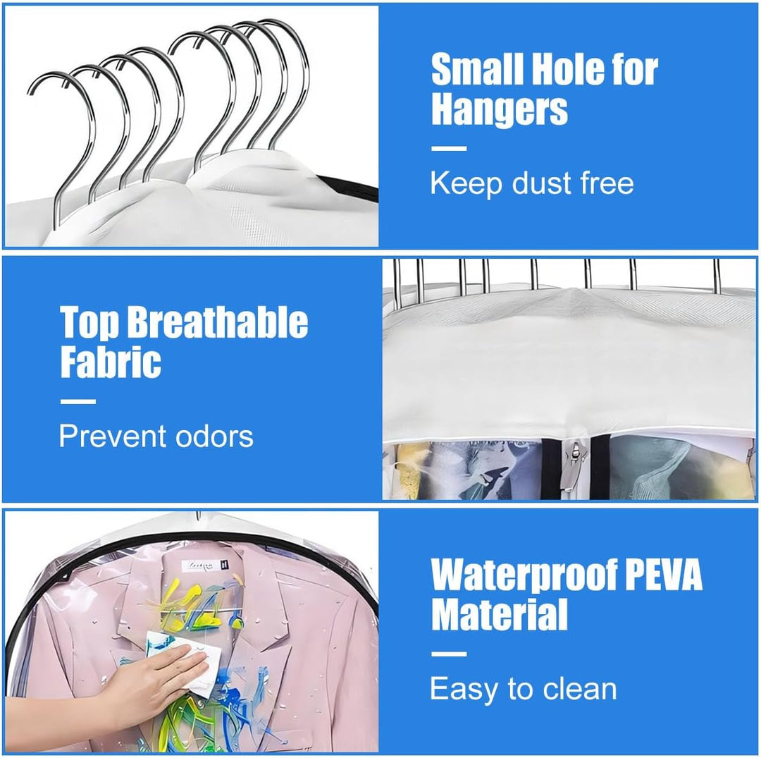 Moktan Sabai 3 Pack Clear Garment Bags with Zipper Waterproof PEVA Suit Covers