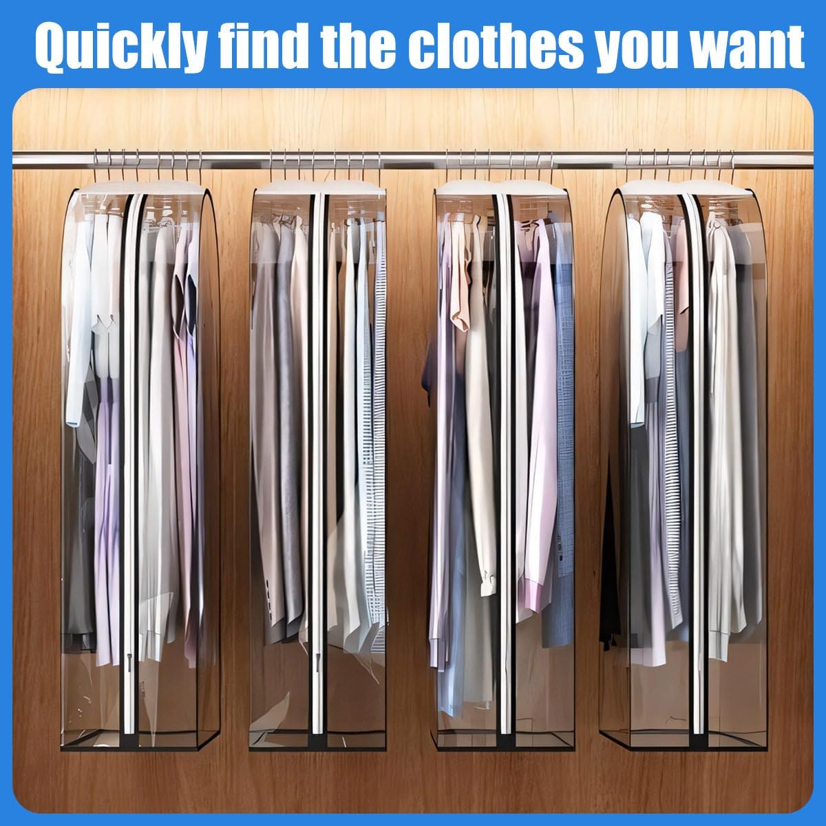 Moktan Sabai 3 Pack Clear Garment Bags with Zipper Waterproof PEVA Suit Covers