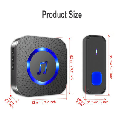 Wireless Doorbell System with 2 Transmitters & 2 Plug-in Receivers, 1000ft Range