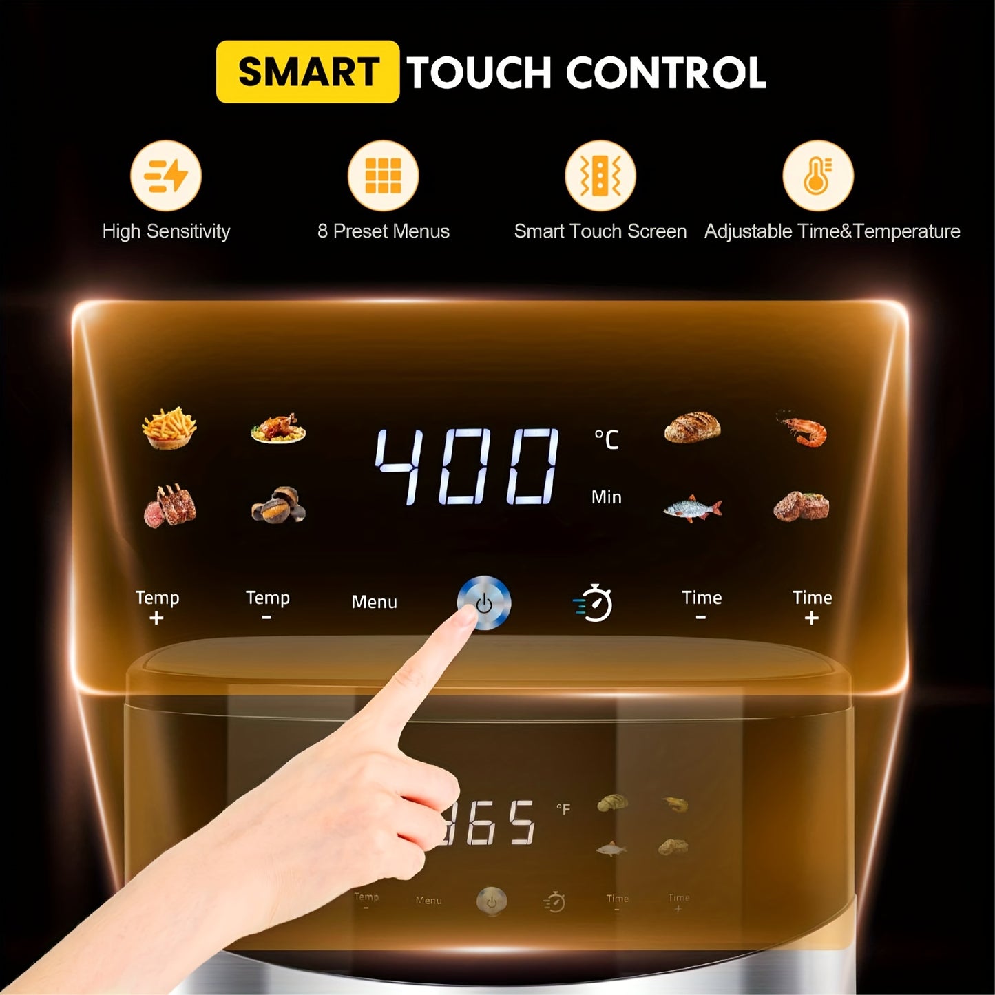 Smart Touch Air Fryer 6.5QT/2.8QT – View Window, 8 Presets, Dishwasher Safe Moktan Sabai