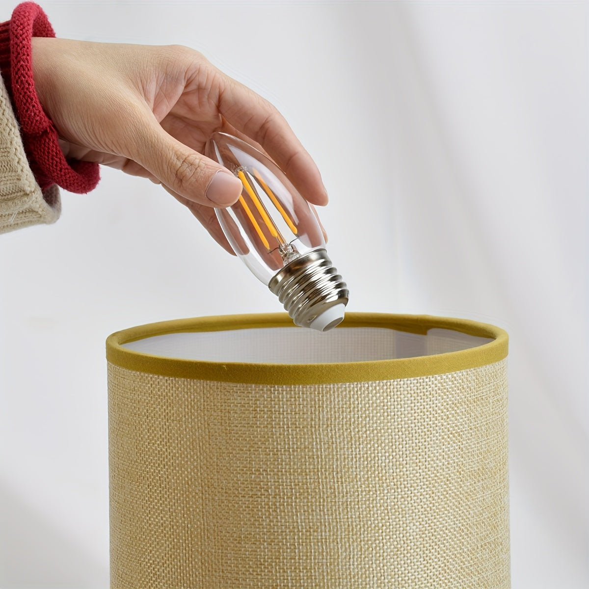 Moktan Sabai LumaTouch | Touch Table Lamp with USB Outlet and Fabric Shade Bedside Decor