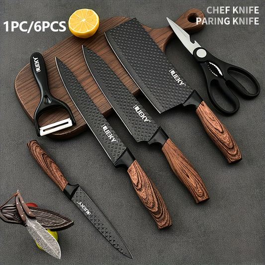 6-Piece Professional Kitchen Knife Set – Chef’s Knives with Wooden Handles & Gift Box
