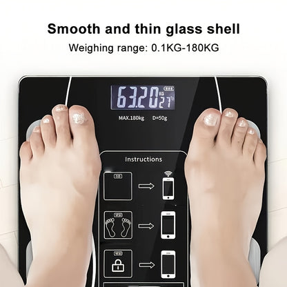 Digital Bathroom Scale with Backlit LED Display, Tempered Glass, 400lb/180kg Capacity