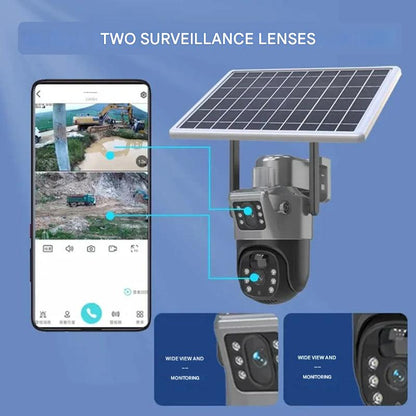 DualGuard Solar 4K Wireless Security Camera with Dual Lens & 10x Zoom