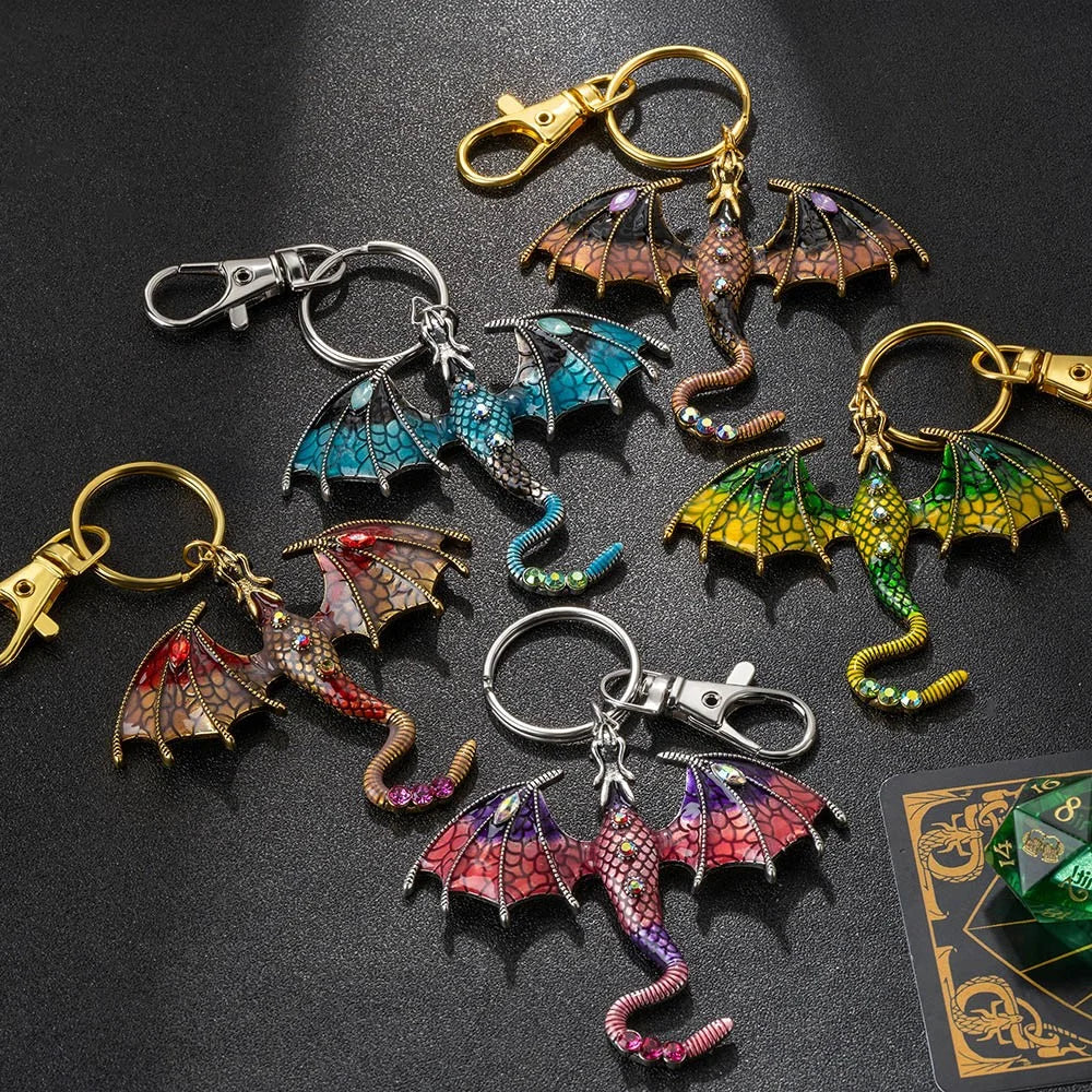 Moktan Sabai Dragon Keychain | Metal Fantasy Pendant with Detailed Design for Bags & Keys