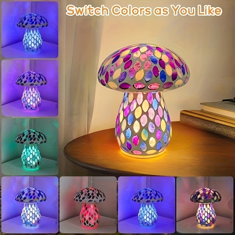 Wireless Mushroom Table Lamp - Touch Control, Rechargeable LED, Cordless
