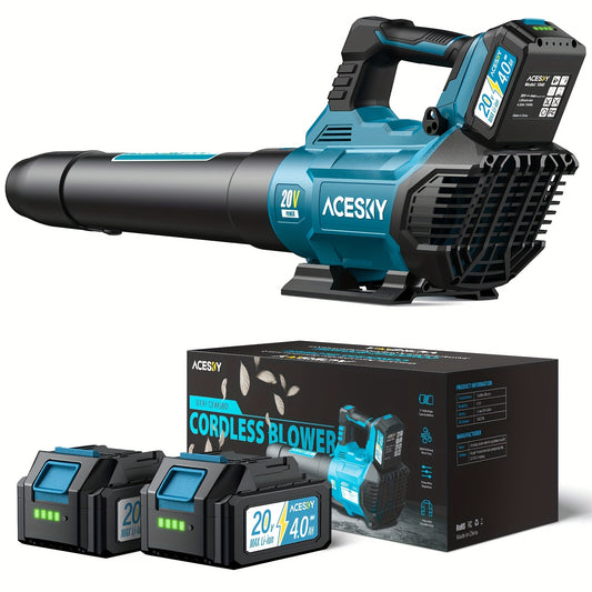 Powerful Cordless Leaf Blower 580CFM 2x4.0Ah Battery, 3-Speed, Lightweight