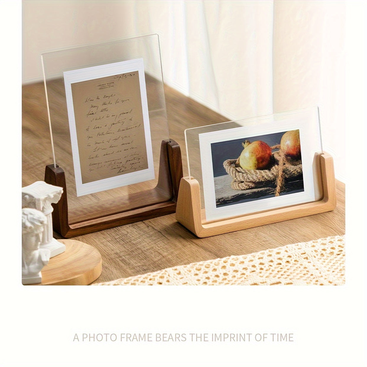 Moktan Sabai 6 Inch Acrylic Photo Frame U Shaped Wood Desktop Picture Frame