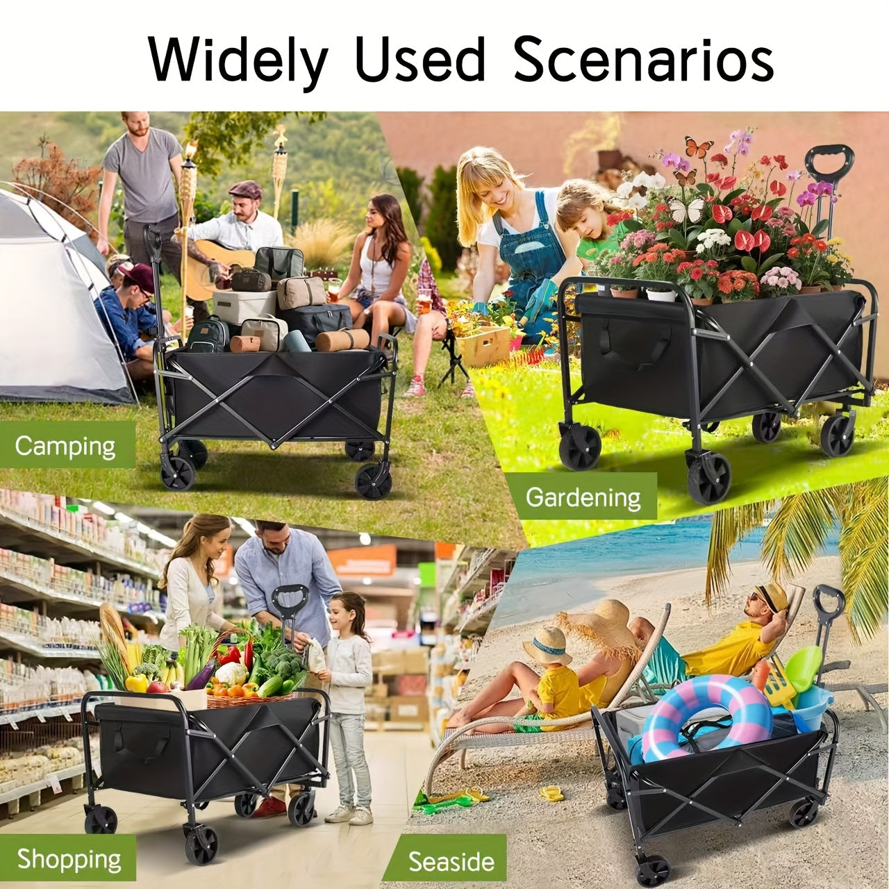 Heavy Duty Folding Utility Cart – 680LBS All-Terrain Wagon for Outdoor & Yard Use