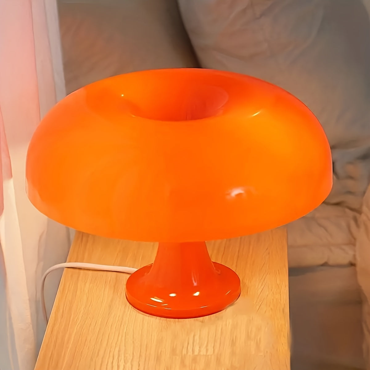 Moktan Sabai LED Mushroom Table Lamp Modern Bedside Light for Room Decor & Christmas Gift