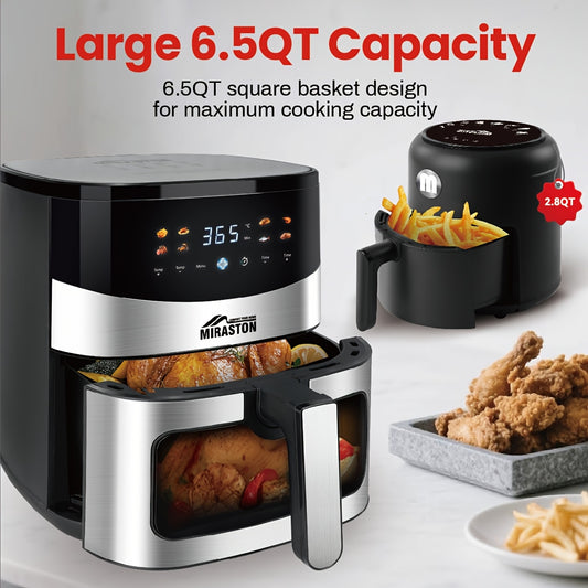 Smart Touch Air Fryer 6.5QT/2.8QT – View Window, 8 Presets, Dishwasher Safe Moktan Sabai