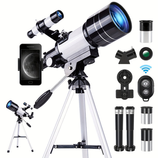 1150X Telescope for Adults, 70mm Refractor with Tripod, Phone Mount, Barlow