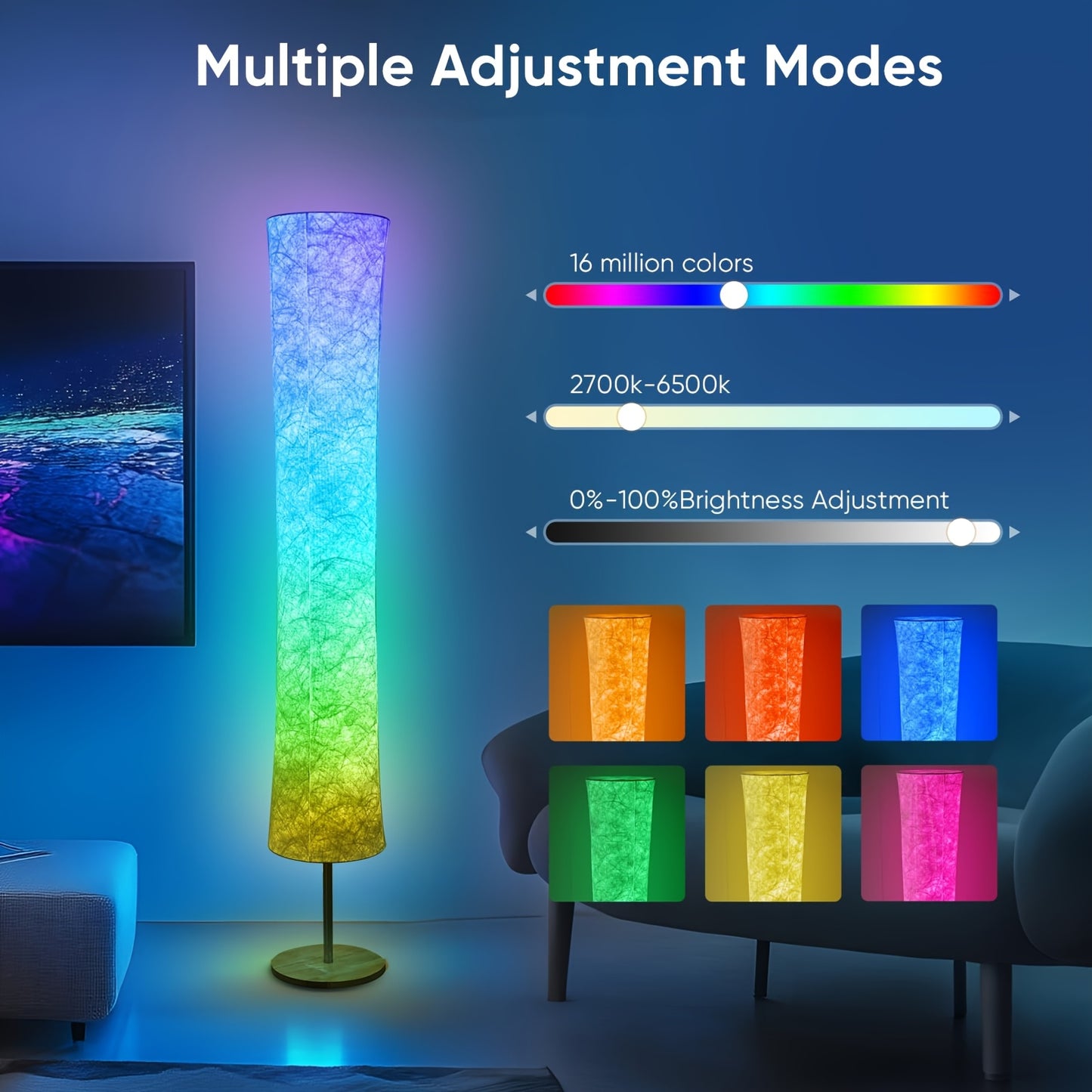 Smart LED Floor Lamp with WiFi & App | RGB Color Changing Standing Lamp