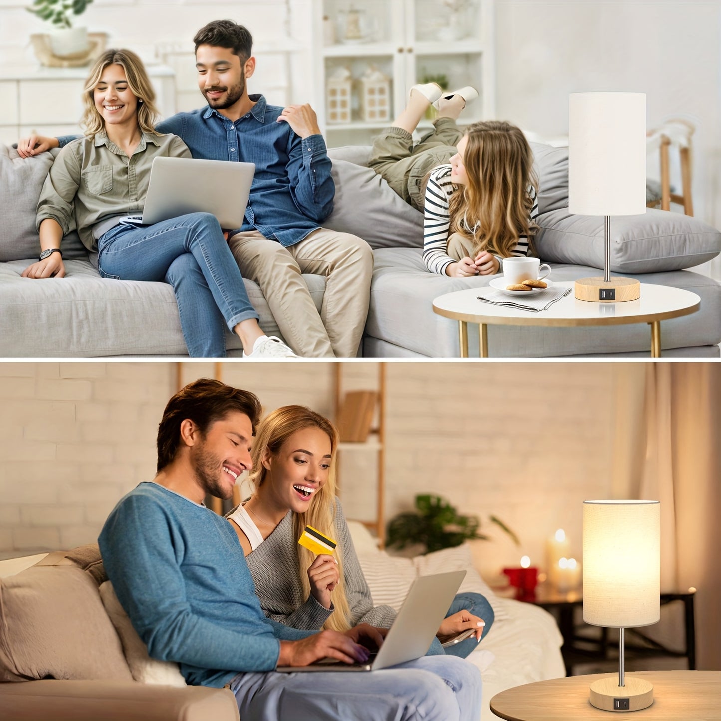 2-Pack Touch Control USB Table Lamps – 3-Way Dimmable LED Bedside Light Set