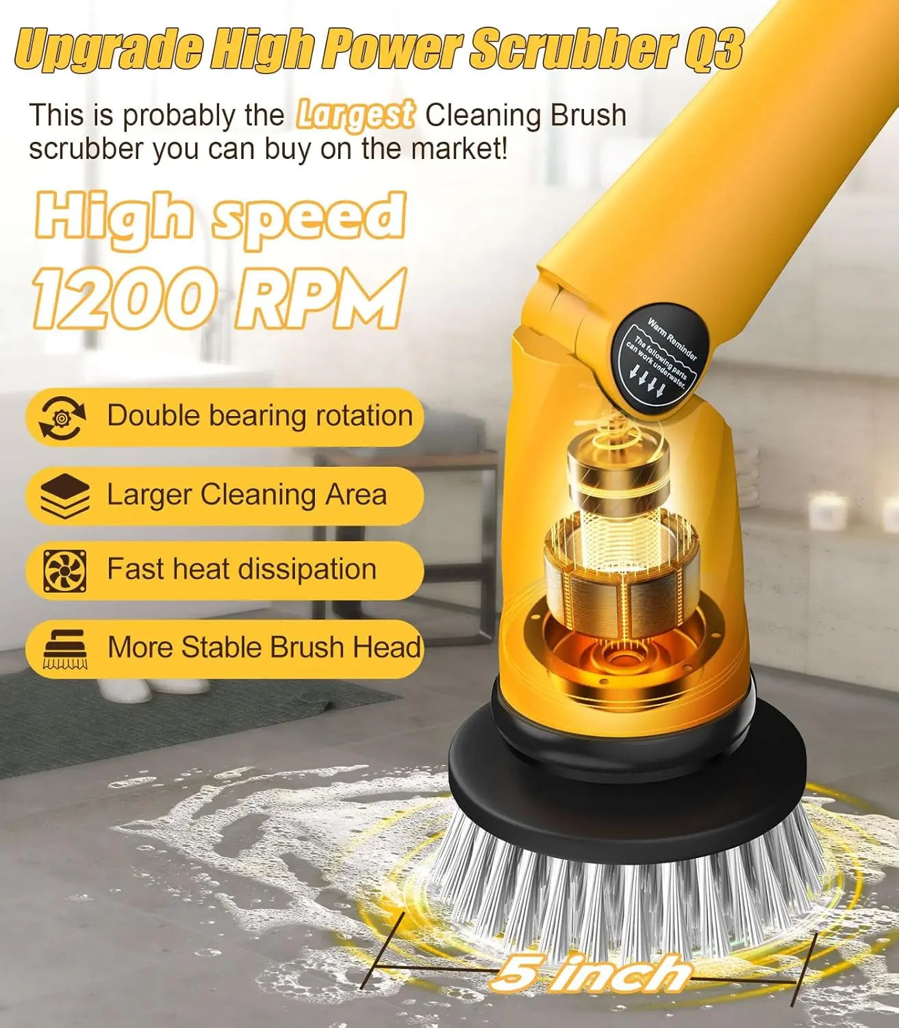 Moktan Sabai Q3 Pro Electric Spin Scrubber Cordless Rechargeable Cleaning Brush with Multi Heads