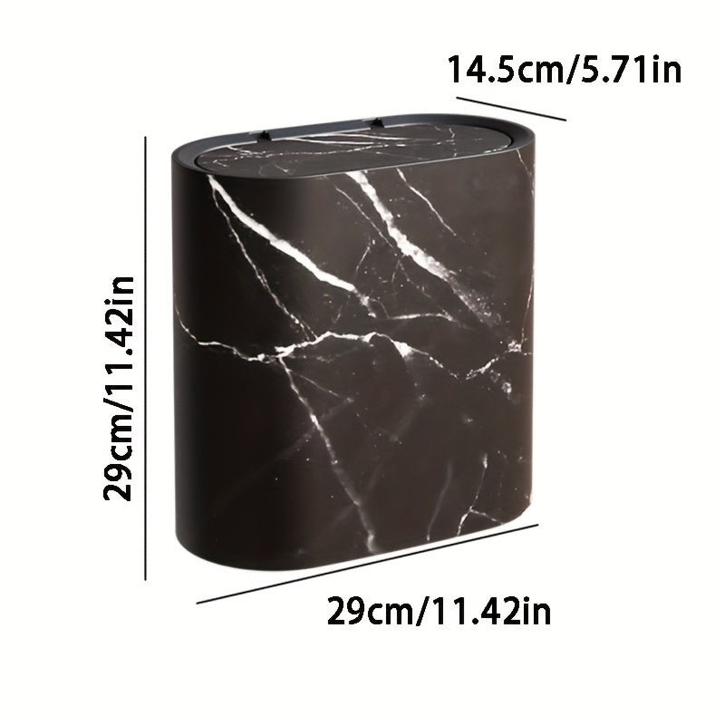 Moktan Sabai Marble Bathroom Trash Can with Lid Oval Small Kitchen Garbage Bin