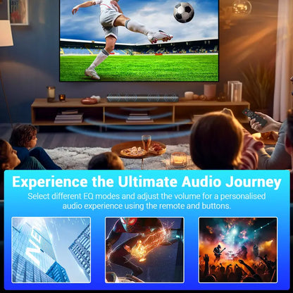 4D Surround Sound Bar with Subwoofer  Wireless & Wired Home Theater Speakers
