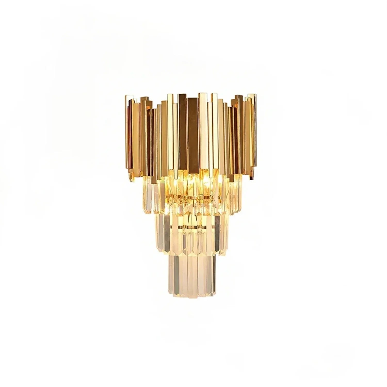 Moktan Sabai Art Deco Crystal Wall Sconce Gold Chrome – Empire Style E12 Dimmable Wall Light