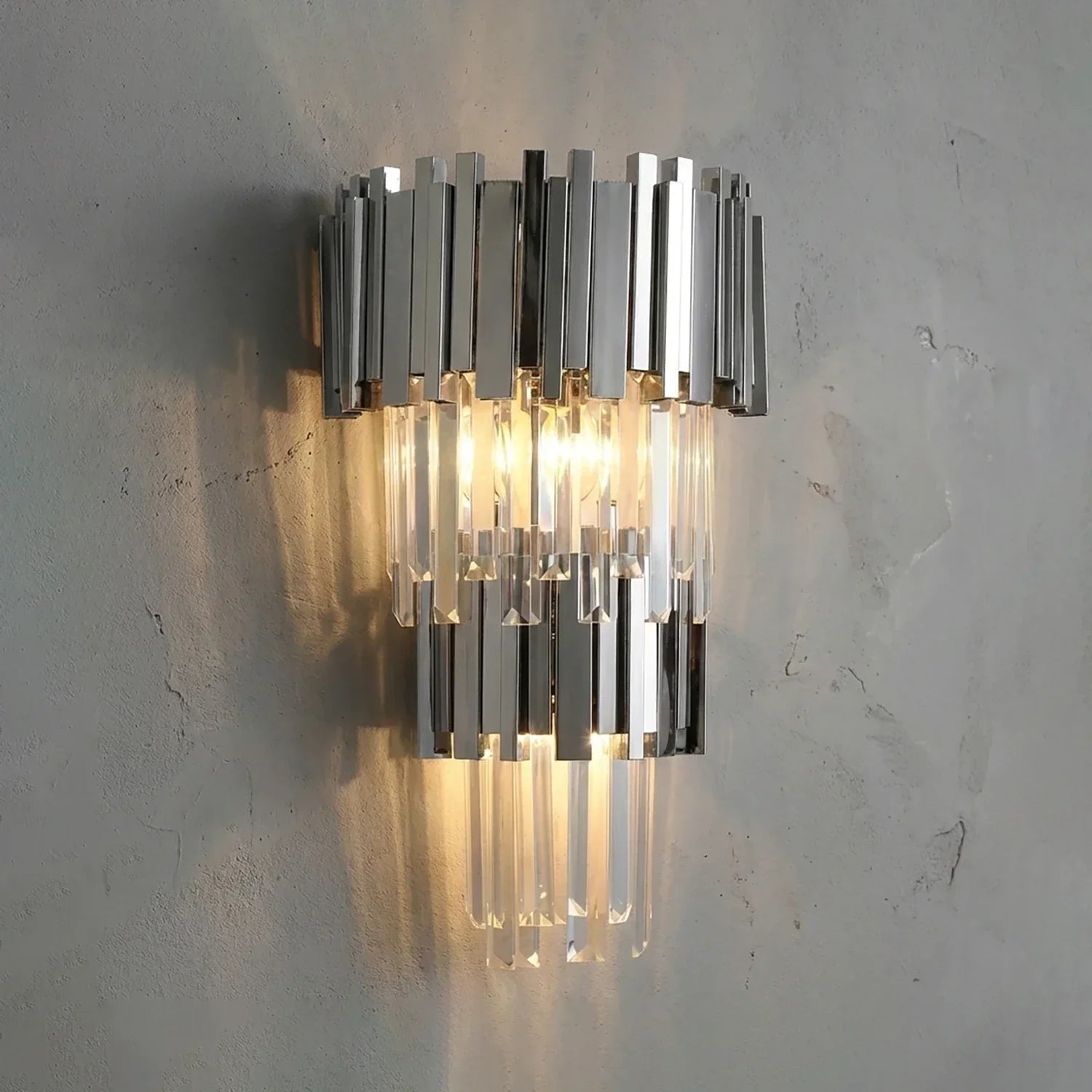 Moktan Sabai Art Deco Crystal Wall Sconce Gold Chrome – Empire Style E12 Dimmable Wall Light