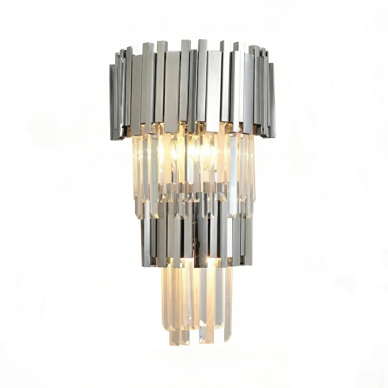 Moktan Sabai Art Deco Crystal Wall Sconce Gold Chrome – Empire Style E12 Dimmable Wall Light