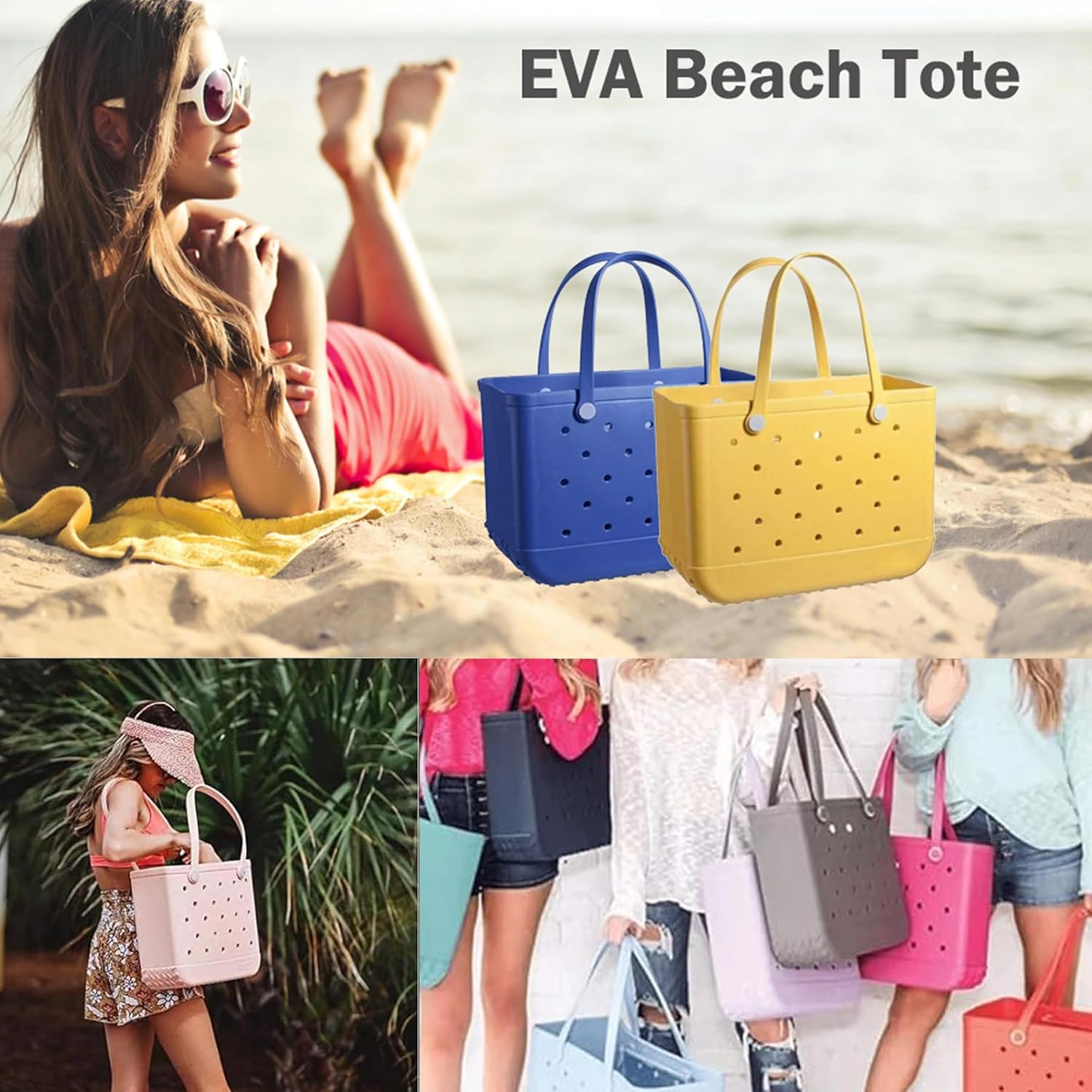 Moktan Sabai Waterproof EVA Beach Tote Bag Large Sandproof Washable Travel Carryall