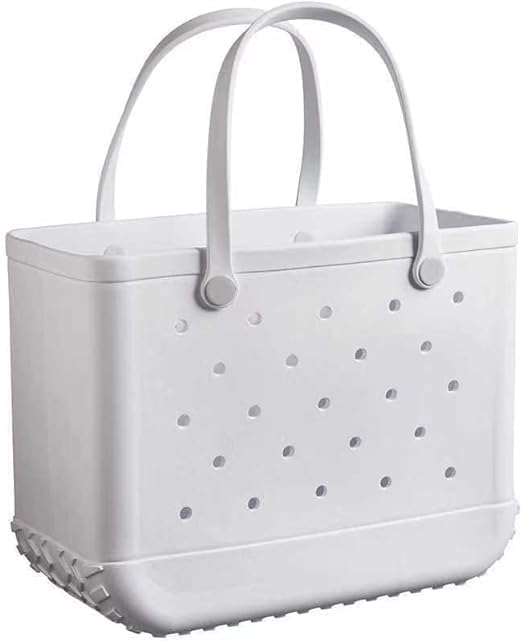 Moktan Sabai Waterproof EVA Beach Tote Bag Large Sandproof Washable Travel Carryall White L