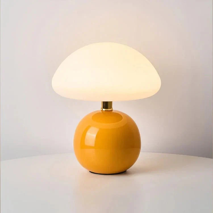 Moktan Sabai French Cream Mushroom Table Lamp Orange
