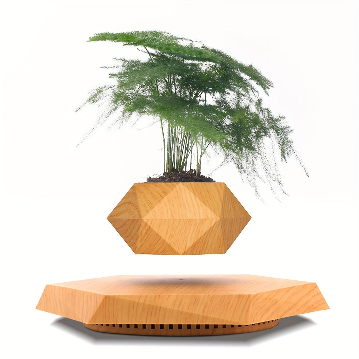 Moktan Sabai Magnetic Levitating Plant Pot – Rotating Floating Geometric Bonsai Planter Indoor