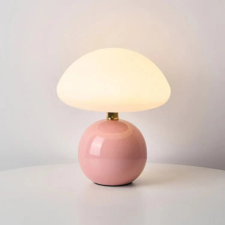 Moktan Sabai French Cream Mushroom Table Lamp Pink