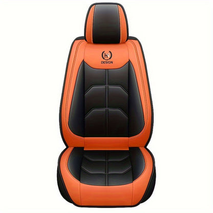 Black PU Leather Front Car Seat Covers – Red Stitching for Sedans, SUVs, Trucks