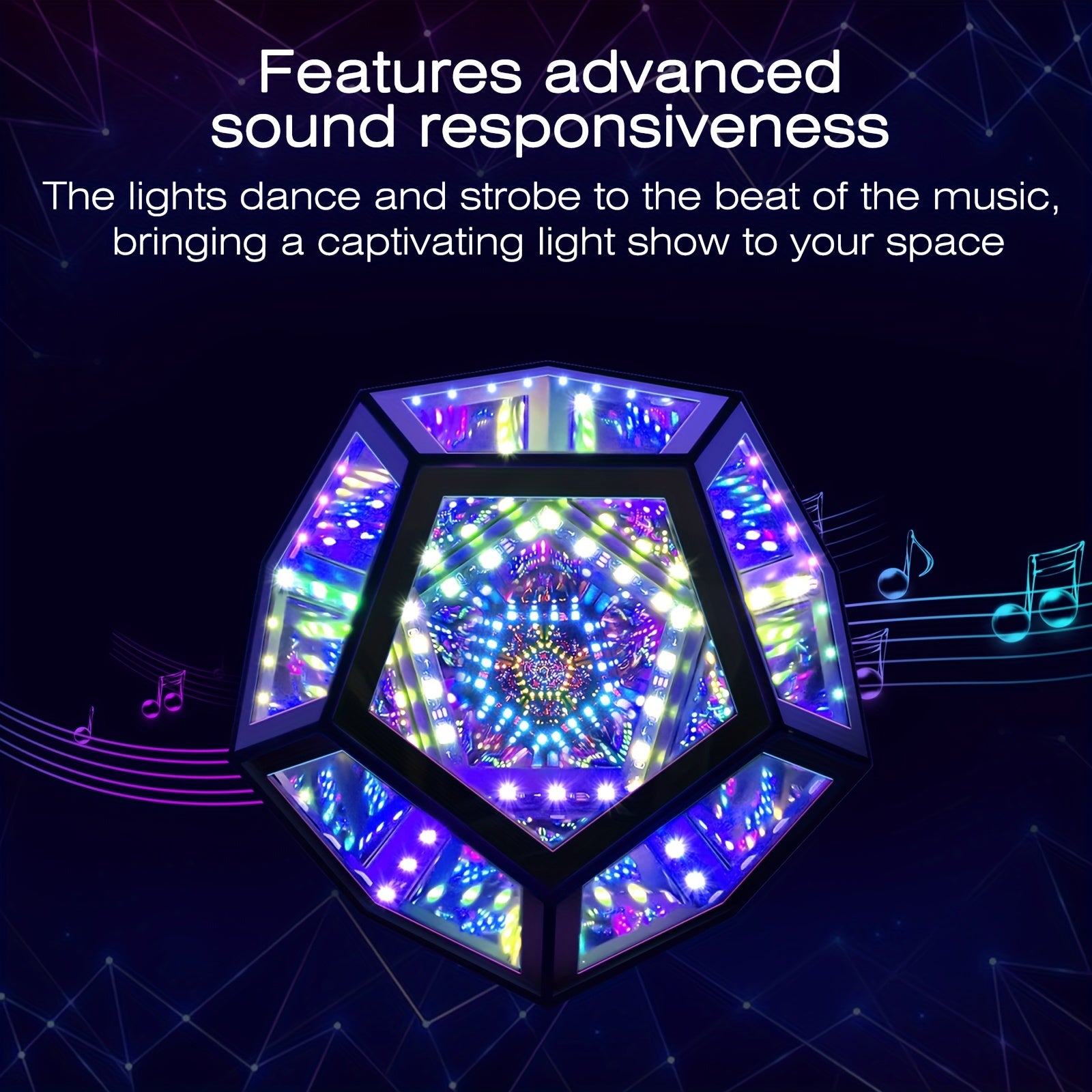 Moktan Sabai Infinity Mirror Light RGB Dodecahedron Lamp for Gaming Room & Desk Decor