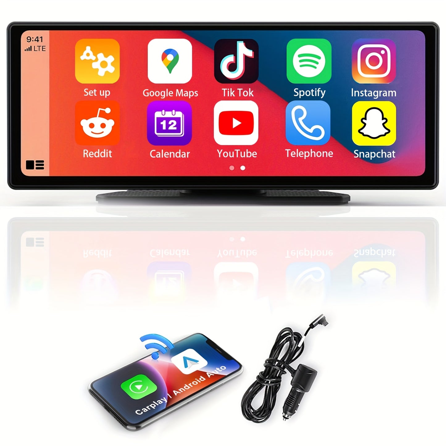 2025 HD Wireless Car Display – CarPlay, Android Auto, GPS, Dash Cam, Audio Moktan Sabai
