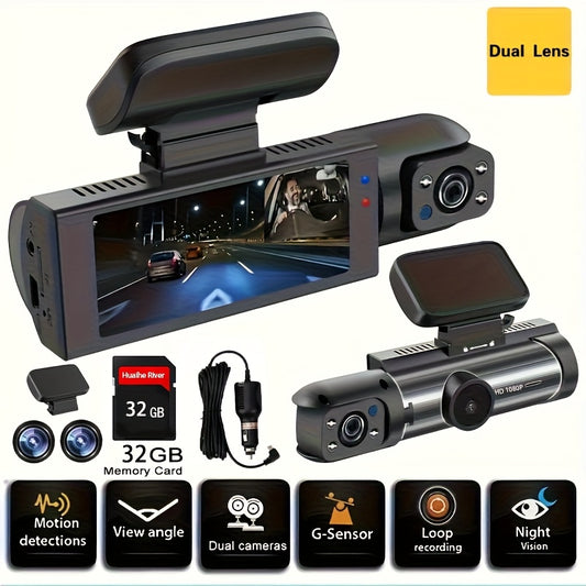 Dash Cam for Rideshare Drivers - Front & Cabin Cam with IR Night Vision